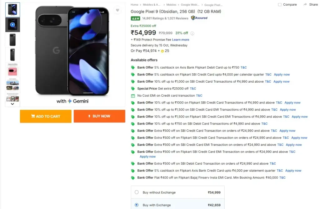 Google Pixel 9 Current Price in india